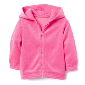 Baby Girl Bright Rose Terry Hoodie - NEW